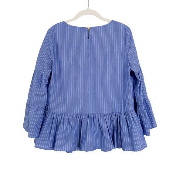 Tyler Boe Striped Peplum Floral Embroidered Top Size Medium - Picture 2 of 2